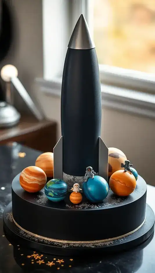 Rocket Cake with Edible Planets