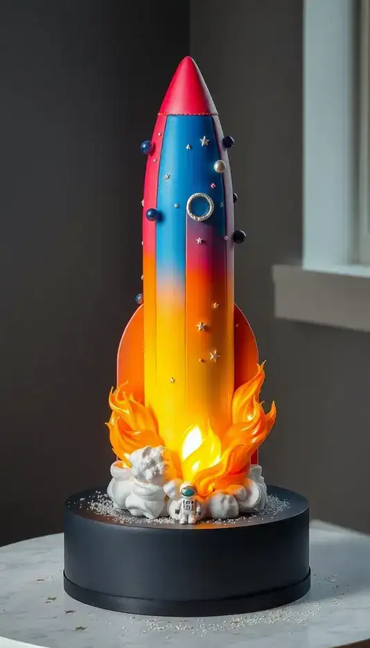Rainbow Rocket Explosion Cake