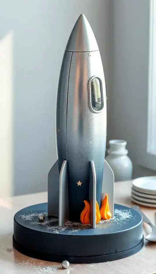 Silver Metallic Rocket Cake