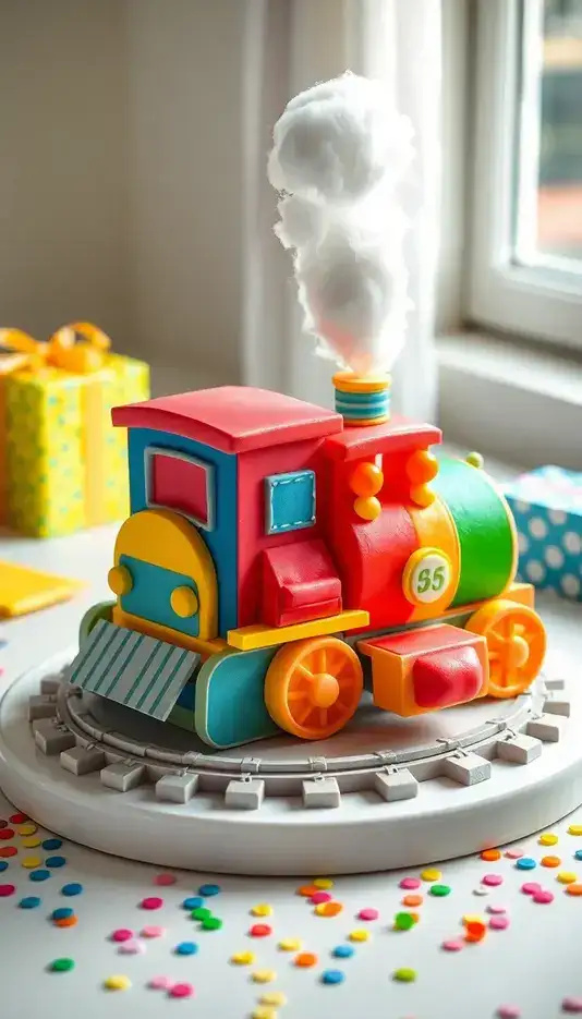 Bright Rainbow Train Cake