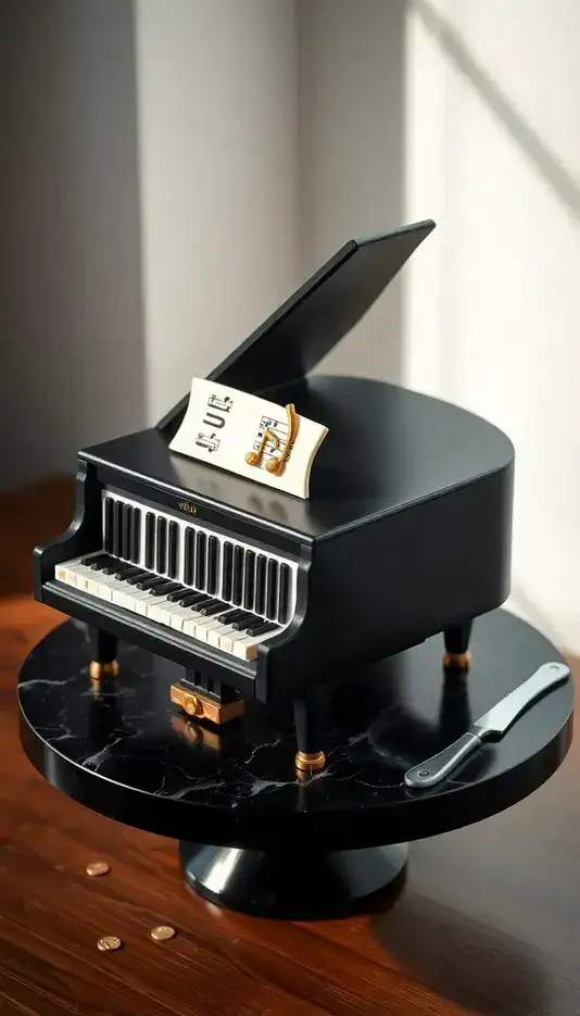 Birthday Cake with Piano Music Theme