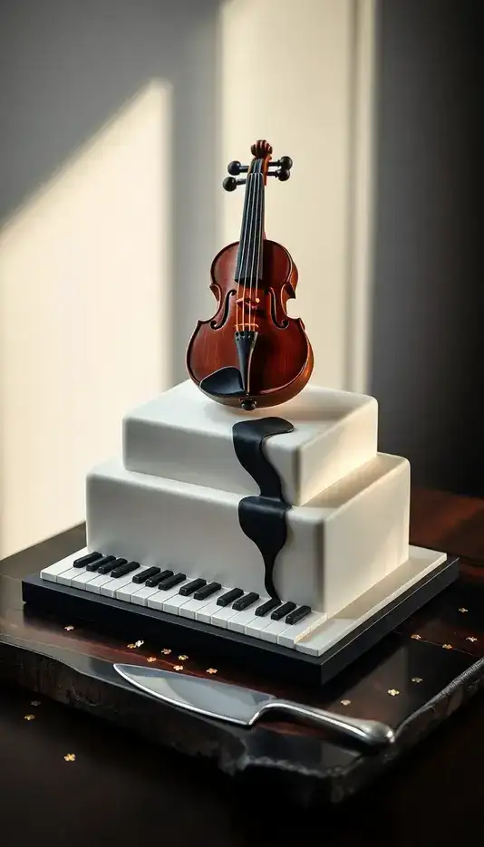 Piano and Violin Duo Cake Design