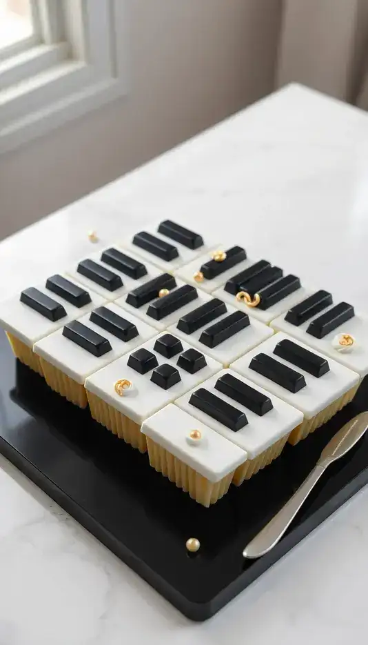 Piano Keyboard Cupcake Arrangement