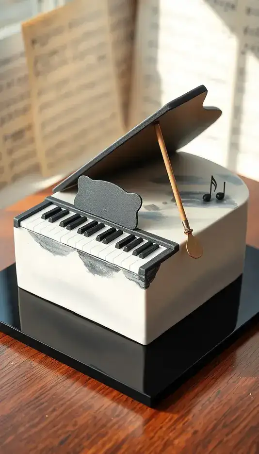 Watercolor Style Piano Art Cake