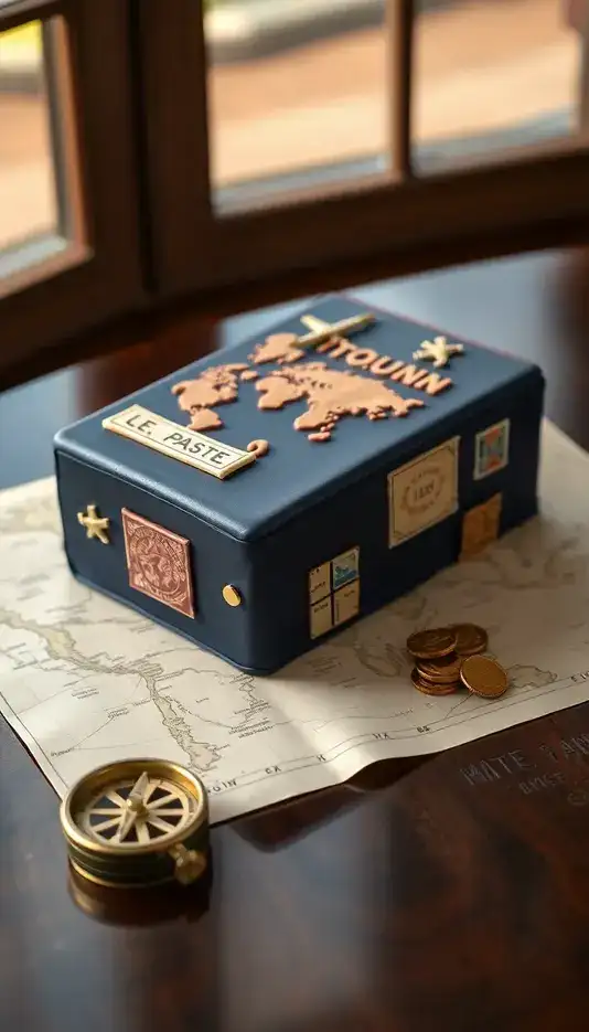 Travel Stamp Passport Cake