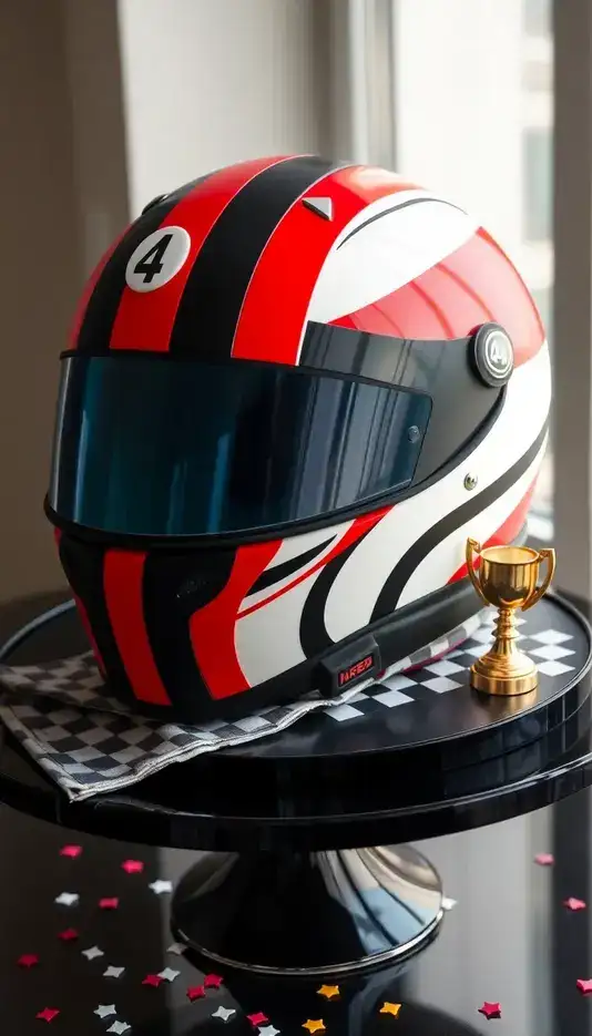 Race Car Helmet Cake