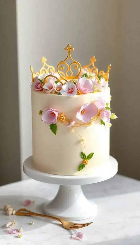 Floral Crown Cake with Edible Flowers