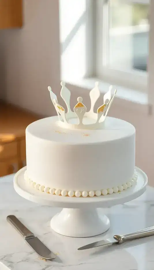 Minimalist White Crown Cake