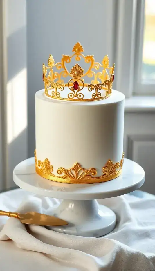 Metallic Gold Accent Crown Cake