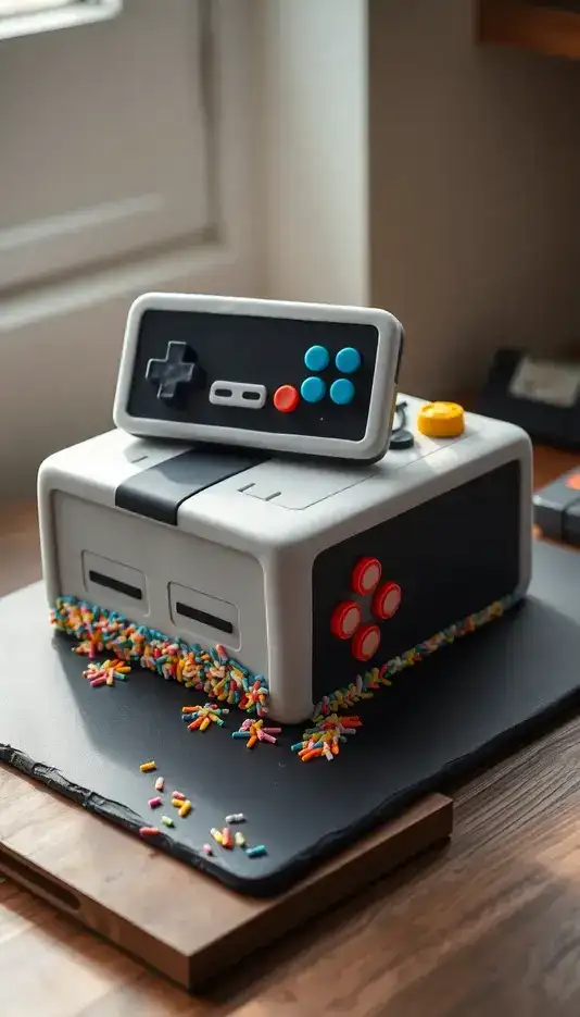 Gaming Console Cake with Sprinkles