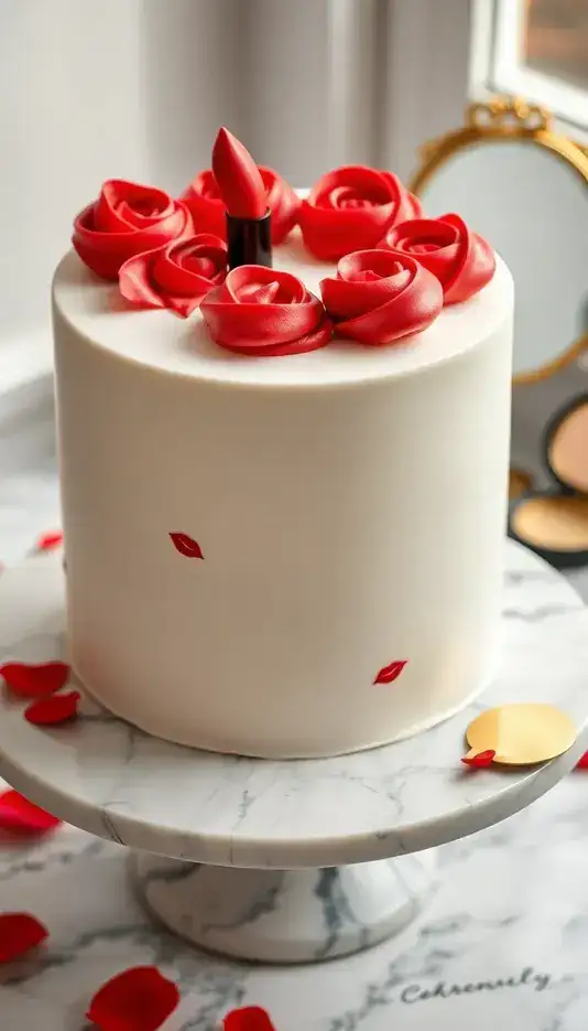Classic Red Lipstick Swirl Cake