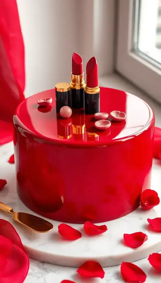 Glossy Lipstick Shine Effect Cake