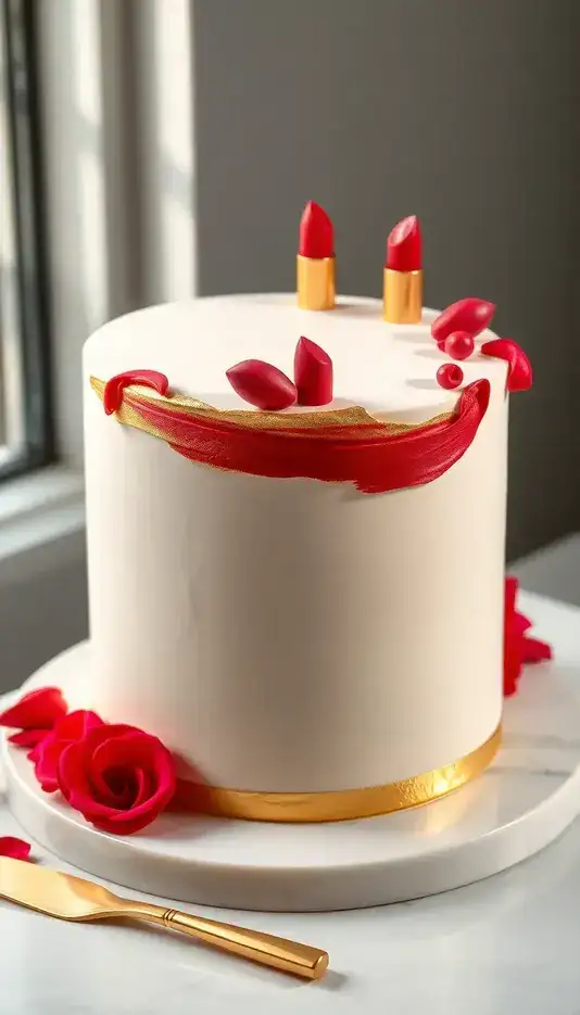 Gold Accent Lipstick Cake Design