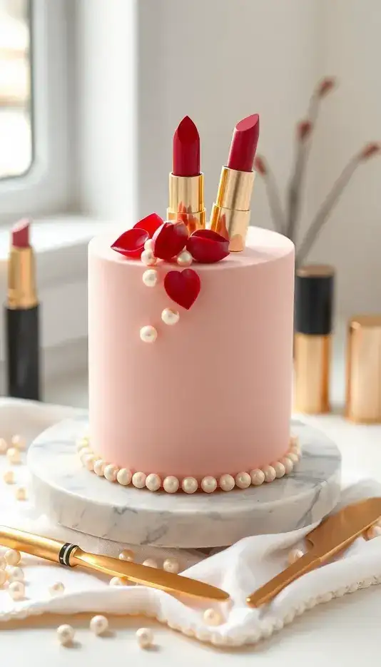 Lipstick and Pearls Elegant Cake