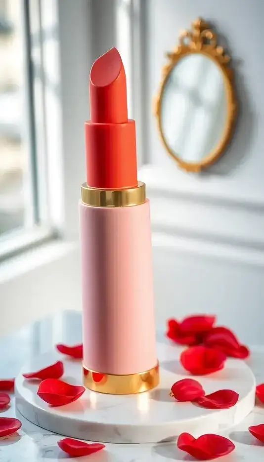 Bright Coral Lipstick Inspired Cake
