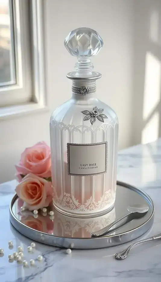 Vintage Crystal Cut Perfume Bottle Cake Design