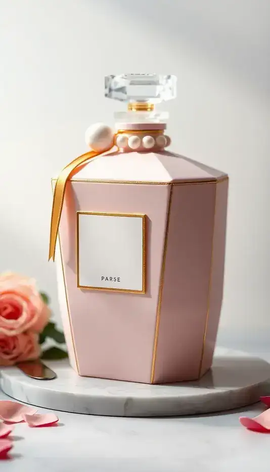 Modern Geometric Perfume Bottle Cake Design