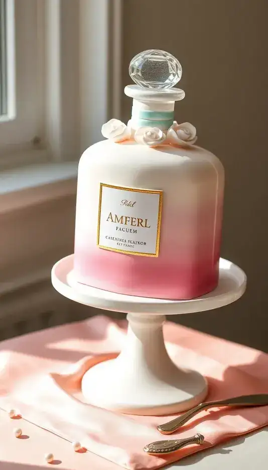 Soft Pastel Ombre Perfume Bottle Cake Idea