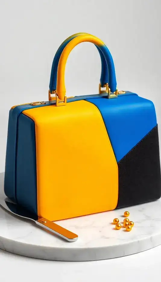 Bold Color Block Handbag Cake Design