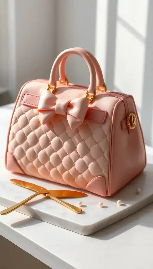 Luxury-inspired Handbag Cake with Fondant Bow