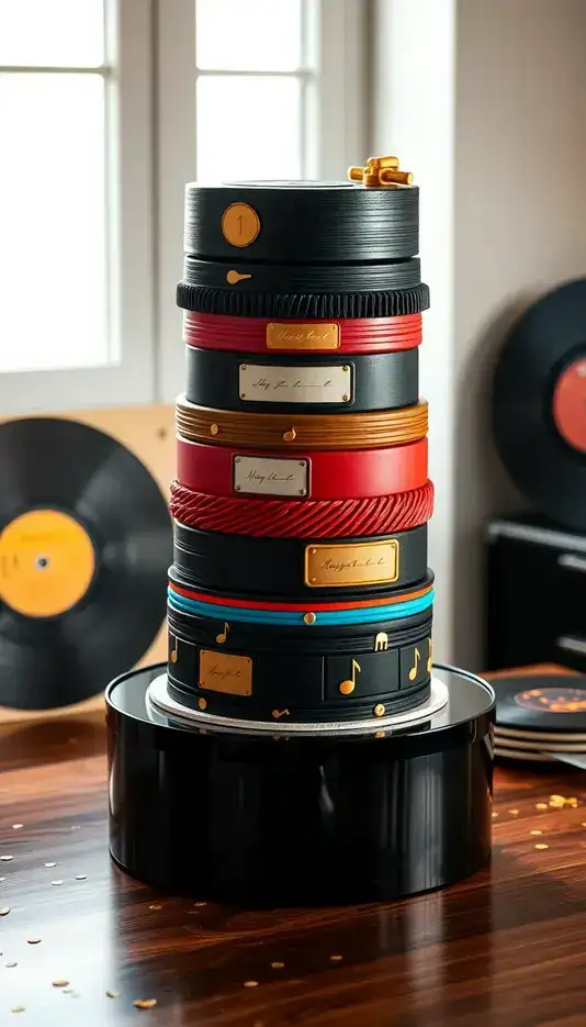 Stacked Records Tower Cake