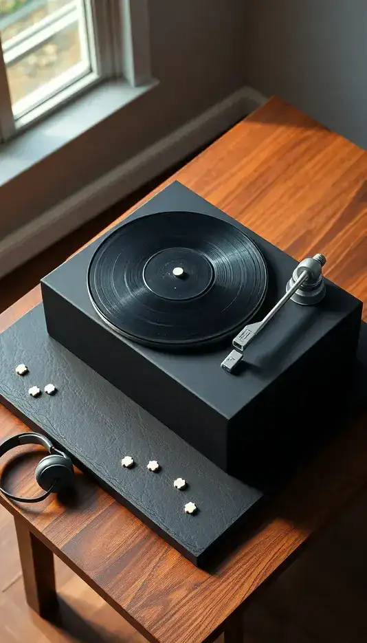 Bold Geometric Shape Record Player Cake