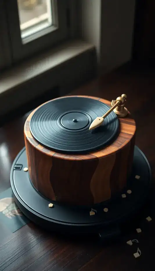 Turntable Cake with Spinning Vinyl Effect