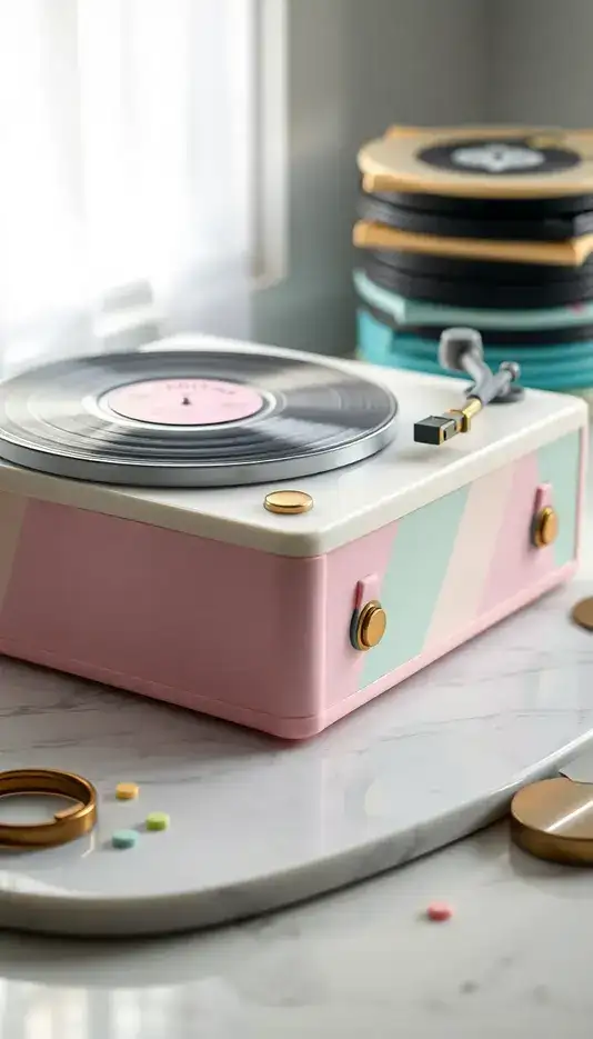 Pastel Colored Record Player Cake