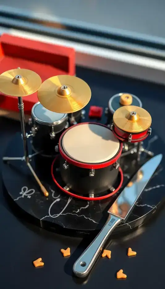 Miniature Drum Set Cake with Edible Cymbals