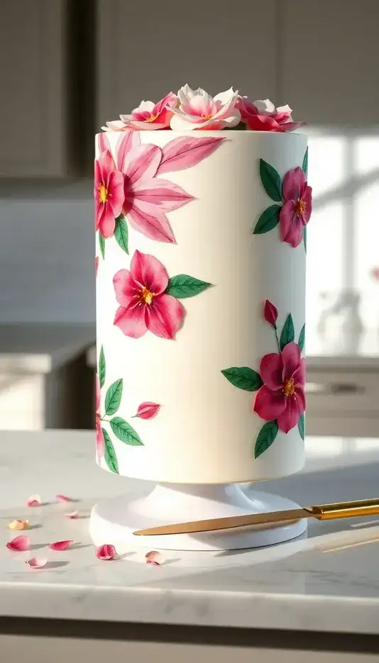 Floral Brushstroke Pattern Cake