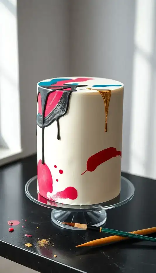 Splattered Paintbrush Cake