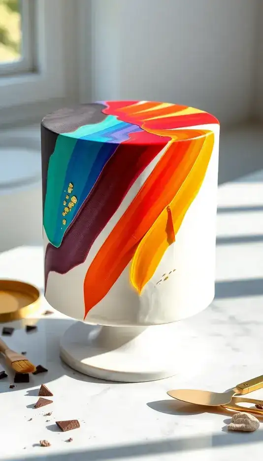 Rainbow Brushstroke Cake