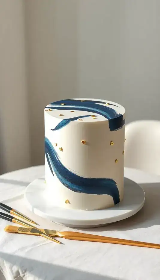 Gold Leaf Highlights on Paintbrush Cake