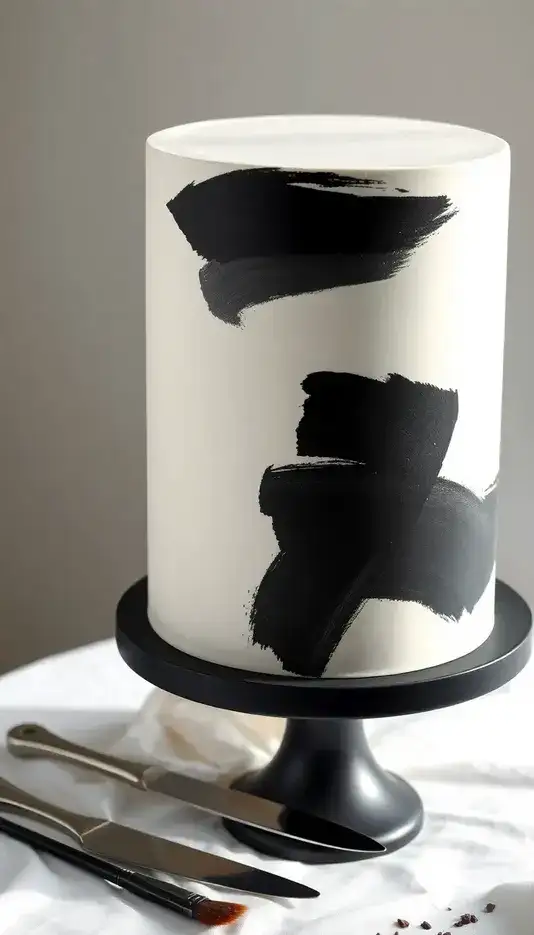 Monochrome Artistic Brushstroke Cake
