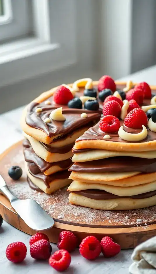 Dessert Pizza Cake with Nutella and Berries