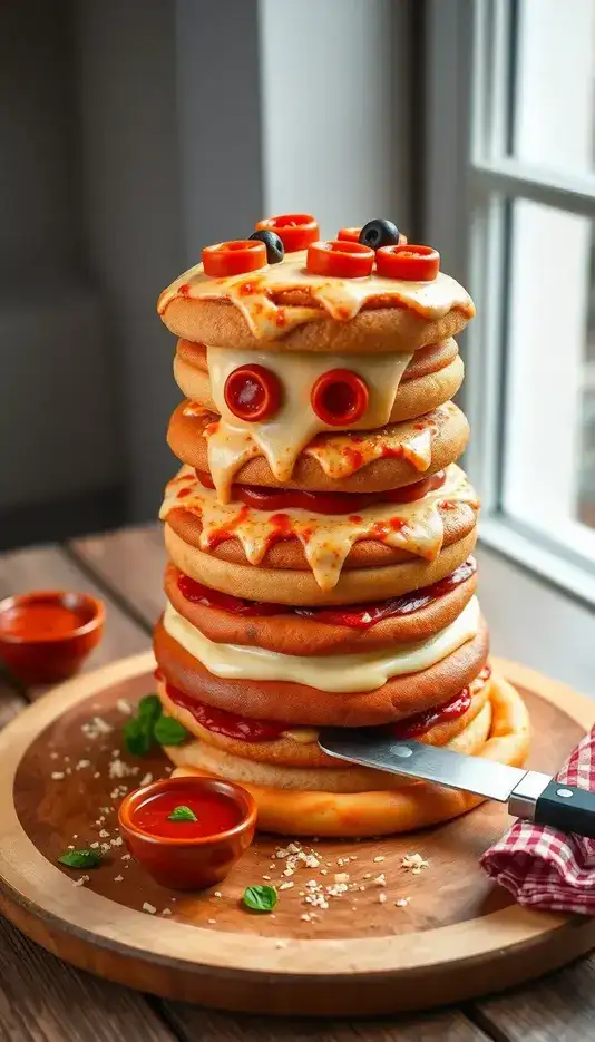 Pizza Cake with Fun Face Decorations