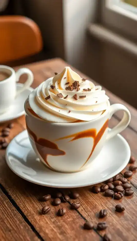 Coffee Cup Cake with Whipped Cream Topper