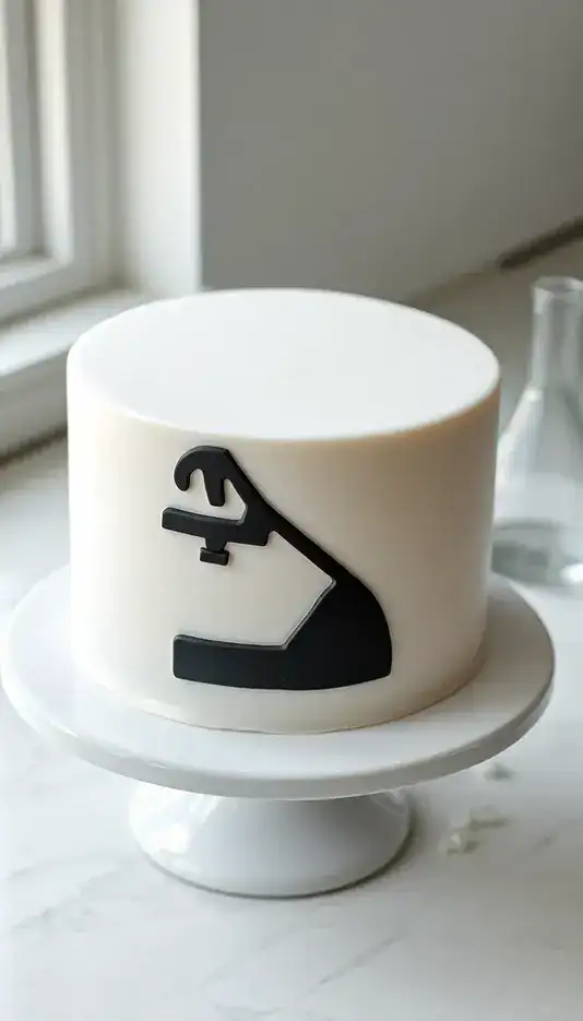 Minimalist Microscope Silhouette Cake