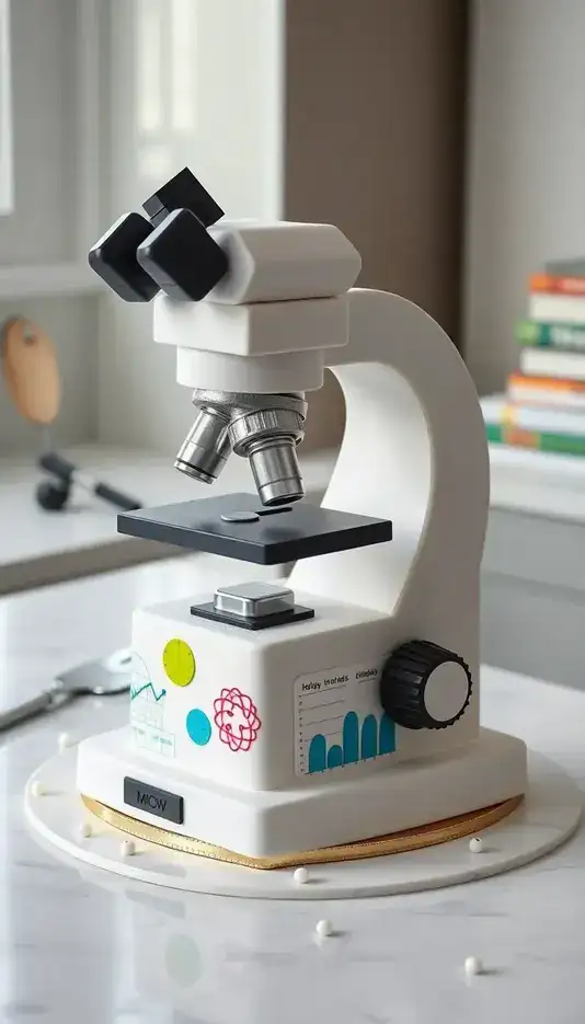Microscope Cake with Edible Charts and Graphs