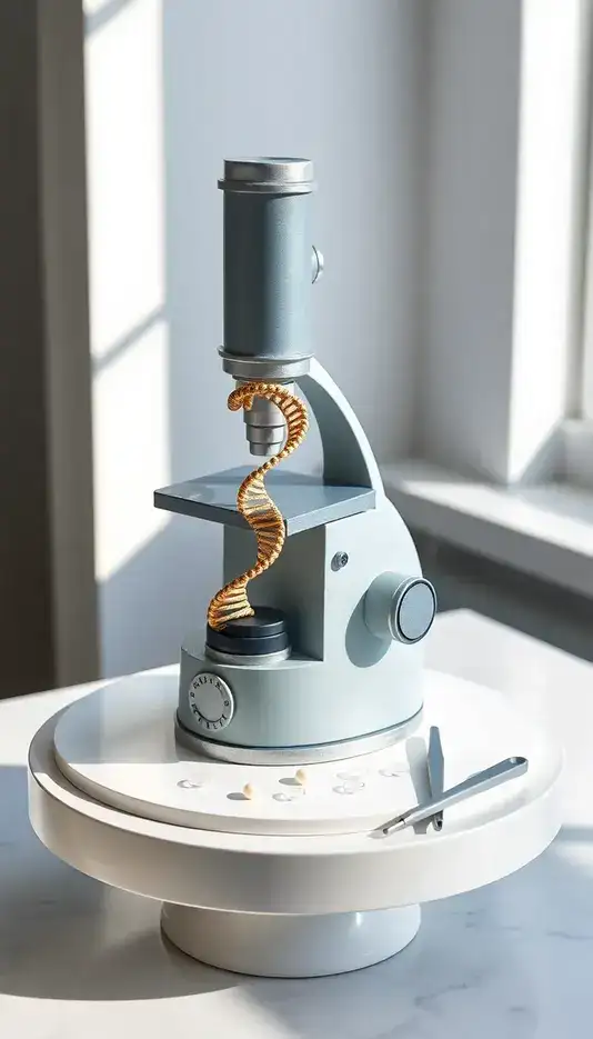 Microscope Cake with DNA Helix Decoration