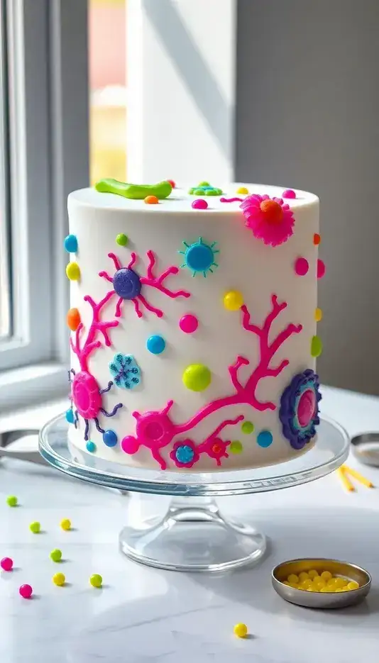 Bright Neon Microorganism Cake
