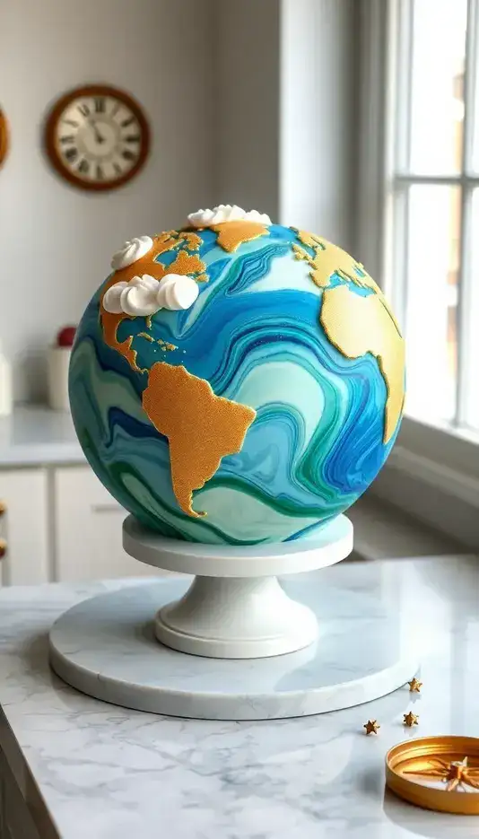Abstract Swirl Globe Cake