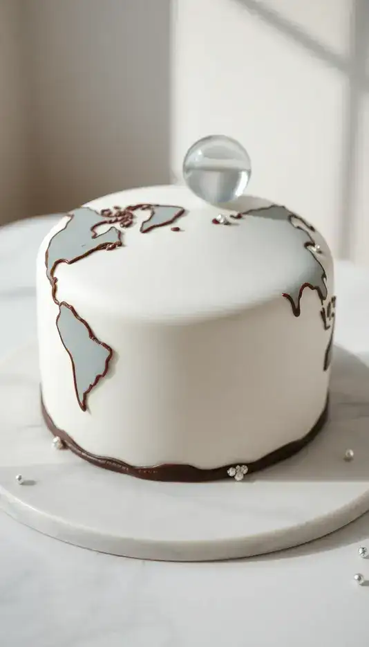 Minimalist Globe Outline Cake
