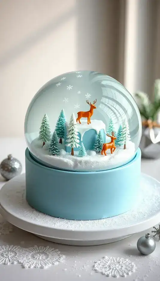 Holiday-Themed Snow Globe Cake