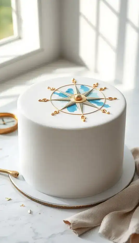 Watercolor Compass Cake Art