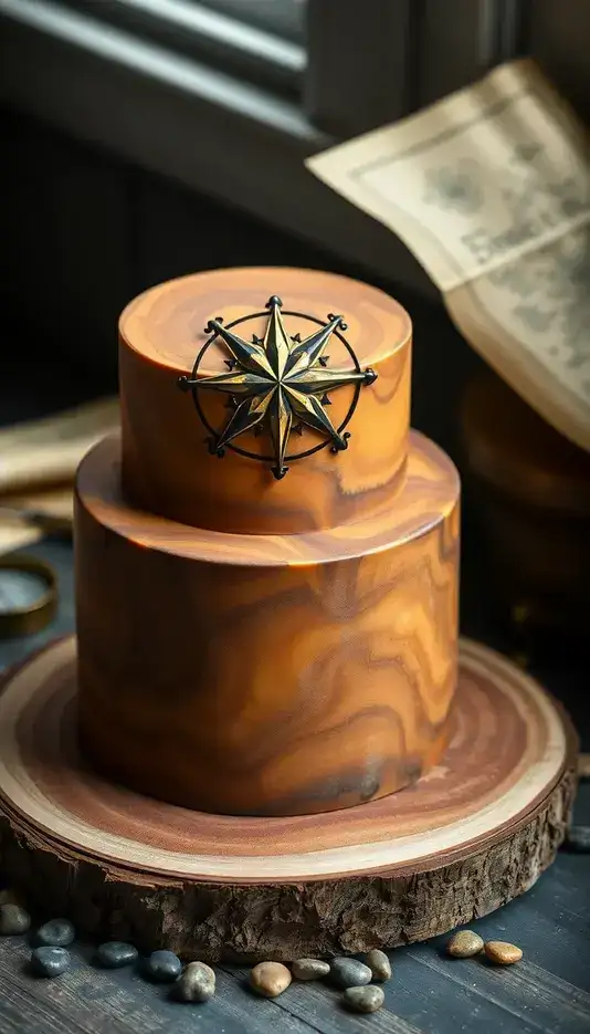 Rustic Wood Compass Cake