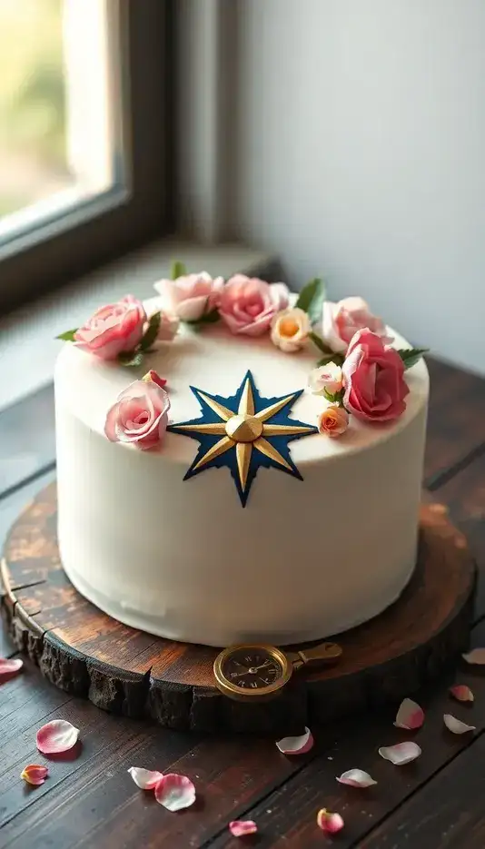 Floral Compass Cake Decoration