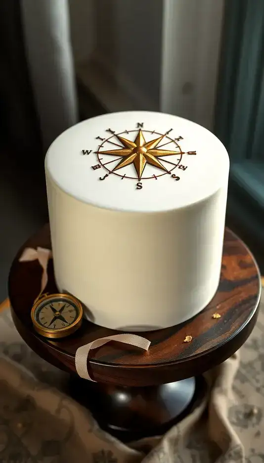 Hand-Painted Compass Cake