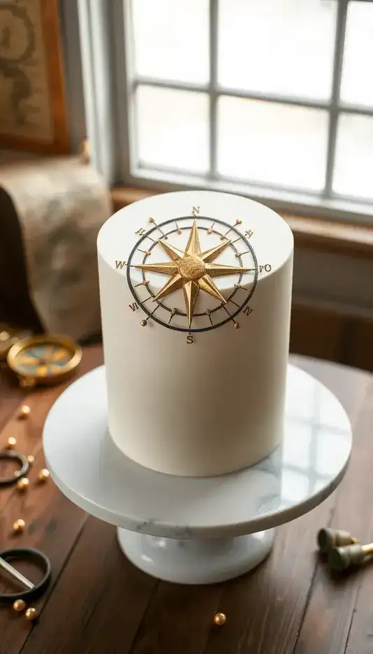 Edible Compass Rose Topper Cake