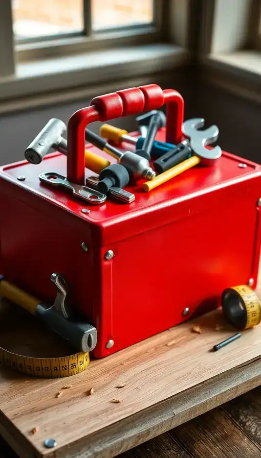 Classic Red Toolbox Cake with Edible Tools